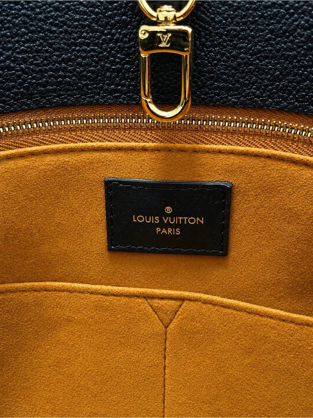Louis Vuitton Black Exterior with Mustard Interior Leather Handbag